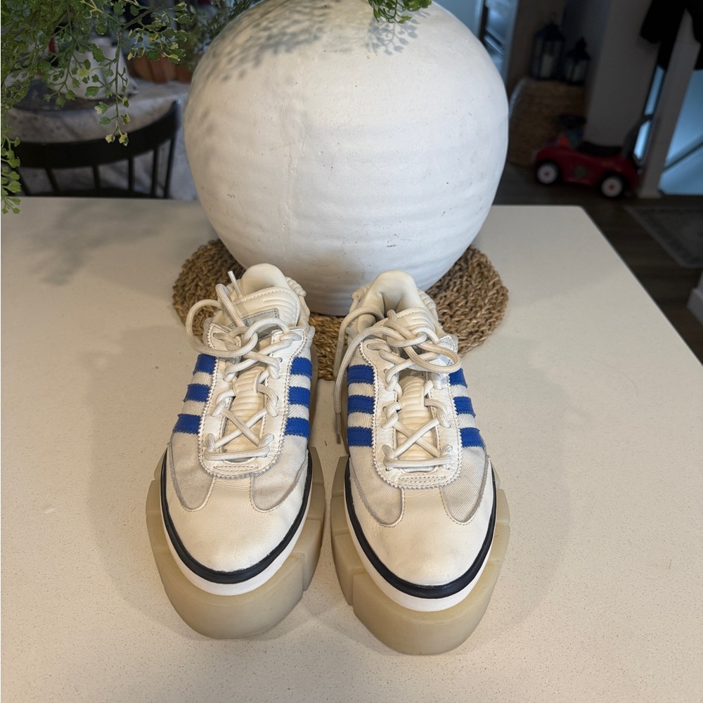 Women's Cream and Blue Sneakers